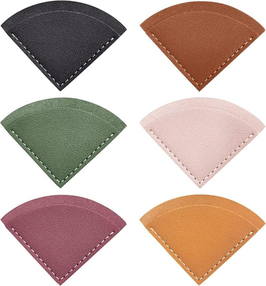 6 Pcs Fan-Shaped Page Book Marks - Leather Corner Bookmark for Women, Kids, Reading Lovers