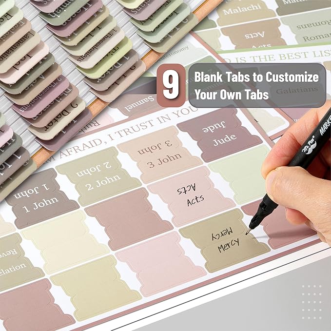 Mr. Pen- Bible Tabs, 75 Tabs, Laminated Bible Tabs for Women and Men, Bible Tabs for Study Bible, Large Print Bible Index Tabs, Bible Book Tabs, Bible Labels Tabs, Mr Pen Bible Tabs
