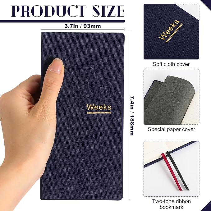 Fuyoooo 1 Pcs Weeks Planner Gift for Christmas, A6 / 3.9x7.4 inch Portable Planner Undated Pocket Size Calendar Year Month Week Mini Slim Notebook Journal Schedule for Traveler Office (Olive Green)
