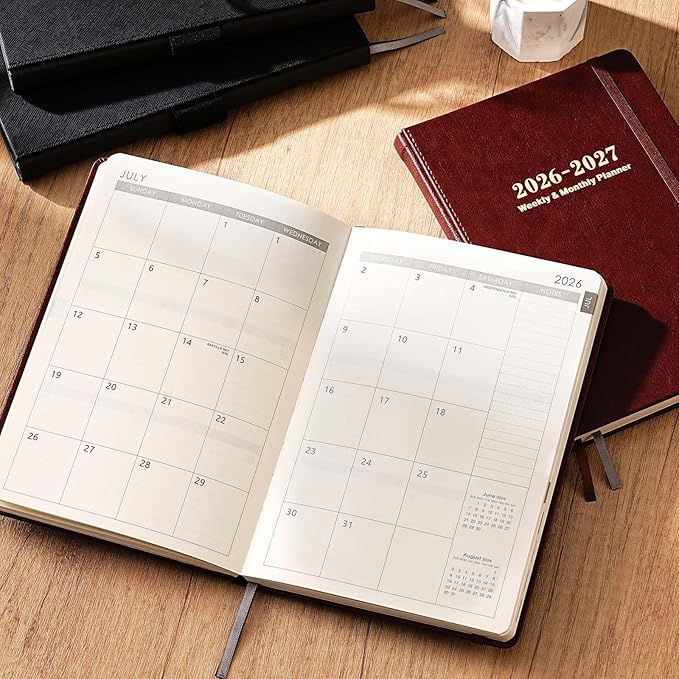 Planner 2026-2027 - Academic Planner 2026-2027, Weekly and Monthly Planner with Stickers, Faux Leather Cover, Jul. 2026 - Jun. 2027, 5.75" X 8.25", 26-27 Yearly Planner, Premium Paper, Pen Holder, Inner Pocket and 44 Notes Pages