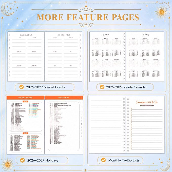 CAGIE Planner 2026-2027 18 Month July 2026-Dec 2027 Weekly and Monthly Calendar Planners Yearly Daily Hardcover 26-27 Planner for Women with Stickers Tabs Spiral Bound Agenda, Blue, 8.3"x9.1