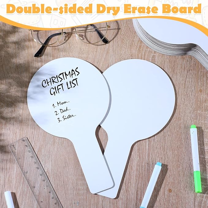 Zhehao 24 Pieces Dry Erase Answer Paddles Auction Paddles Bulk DIY Double Sided Mini Handheld Dry Erase Answer White Board Signs Auction for Students Teachers Classroom Voting Games Party