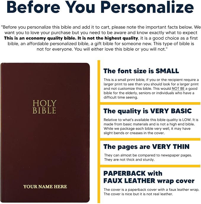 Personalized NIV Bible New International Version Faux Leather Holy Bible with Custom Name SMALL PRINT with Red-Highlighted Verses, Custom Gift for Christian & Religious Celebrations | Burgundy