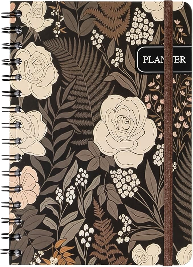 Undated Monthly and Weekly Planner - 12 Month Calendar Planner Notebook with Week Days - Hardcover Undated Planners Blank Agenda Book - A5 Jungle Rose