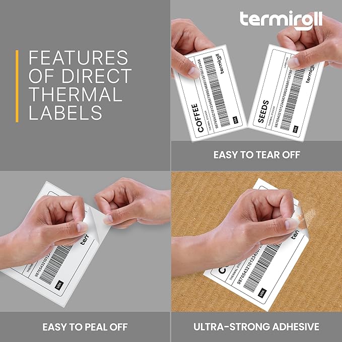4x3 Direct Thermal Labels – 12 Roll Bulk Pack (6000 Labels), High-Volume Product & Inventory Barcode Labels, No Ink Required, Smooth Feeding for Rollo, Zebra & MUNBYN Printers