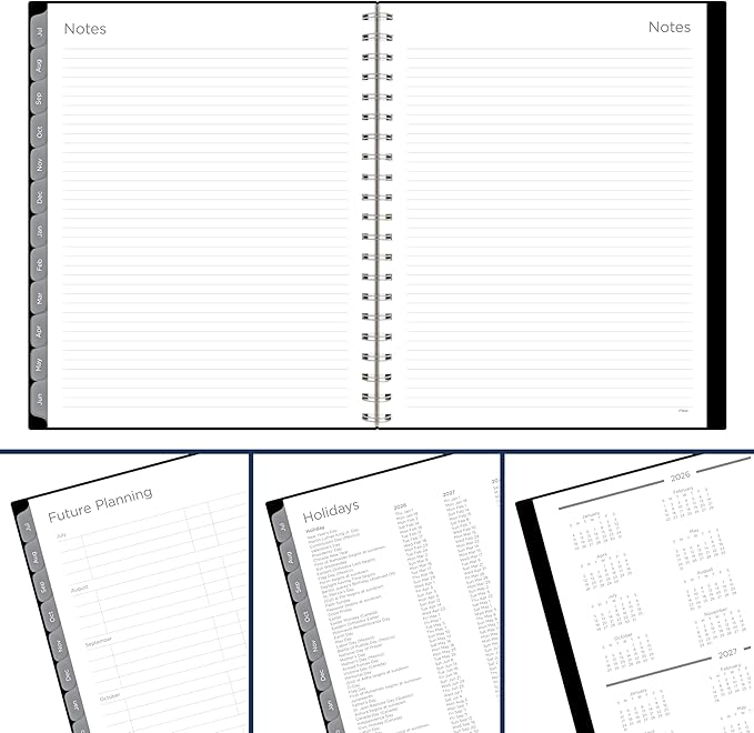 Mead Planner 2026-2027 Weekly & Monthly Academic 15-Month April-June, 8.5" x 11", Black (CAW62005)