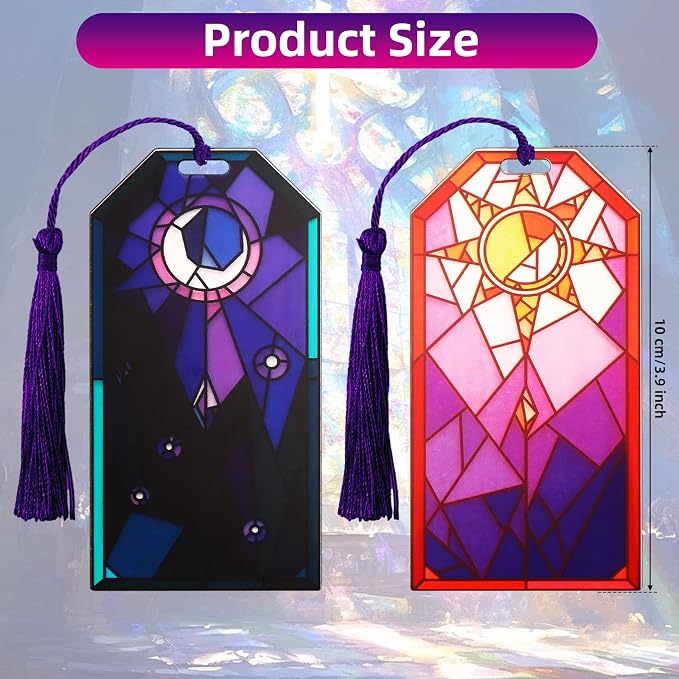 2 PCS Bookmarks with Tassel, Sun and Moon Bookmarks for Women (BKM-047-F2)