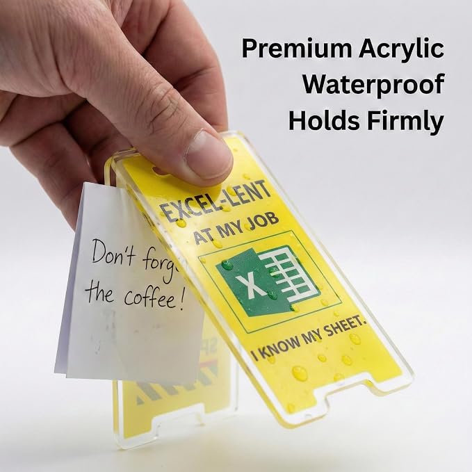 30 Pcs Office Note Holder Clips, Mini Acrylic Yellow Desk Signs Decor Gift for Colleague Leader Employee Birthday