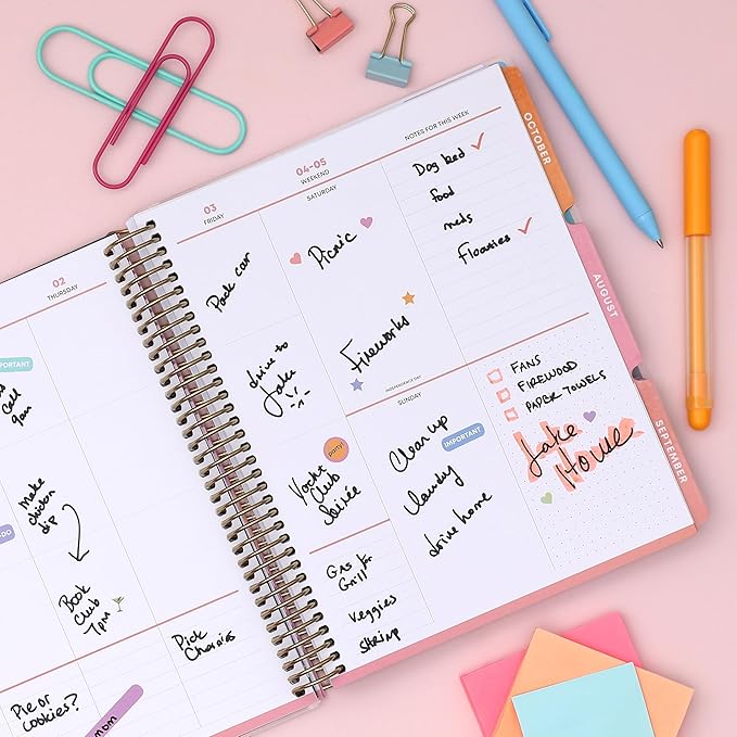Blue Sky Livewell 2026-2027 Weekly and Monthly Academic Year Planner Calendar, July 2026 - June 2027, 7" x 9", Flexible Cover, Wirebound, Colorful Interior, Laminated Tabs, Storage Pocket, Includes Stickers, Charmie