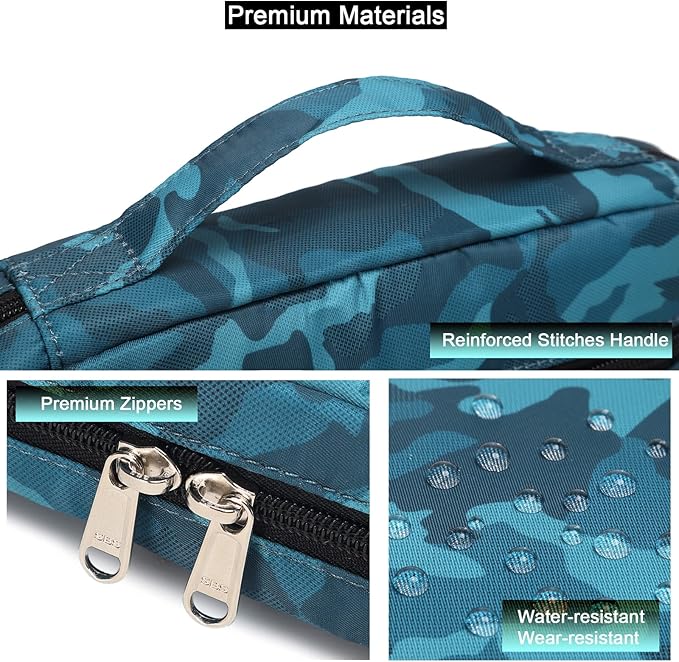 Bible Cover for Boys Kids Scripture Carrying Case with Handle Pockets Childrens Toddler LDS Handbook Holy Book Protector Pouch Teens Church Bag Hope Journaling Storage Organizer Camo Blue