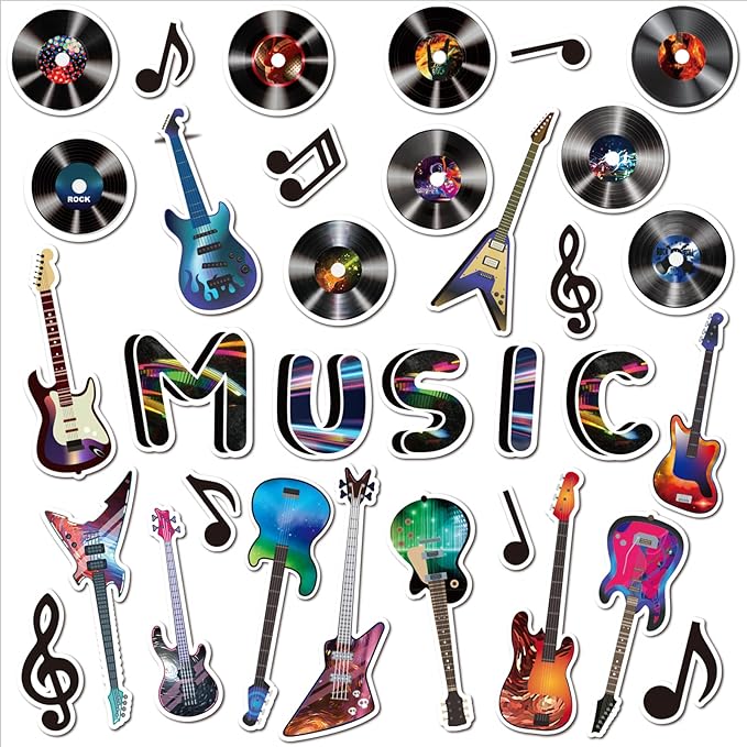 Music Themed Bulletin Board Set Musical Notes Classroom Decoration Music Notes Paper Cutouts Guitar Silhouettes Record Party Supplies for Kids Students Classroom Decor