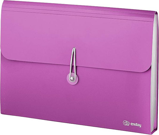 Accordion File Organizer Purple, 7 Pocket Expanding File and Cover Folder with Labels, Plastic Portable Desktop Letter A4 Paper, Also Available in Red, Green, Pink, Blue, Grey, 1 Pc – By Enday