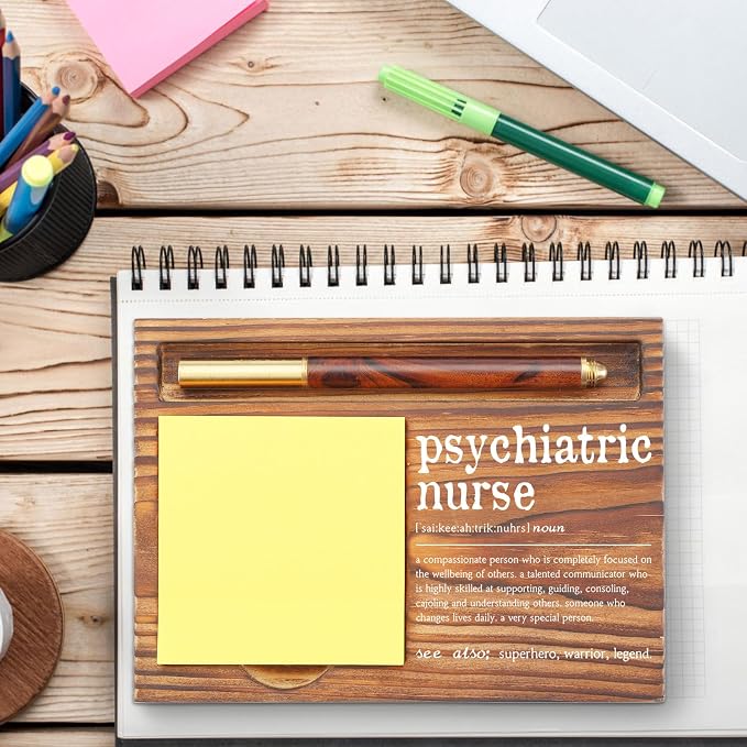 Psychiatric Nurse Appreciation Gifts Sticky Note Holder, Thank You Gift Future Psych NP Assistant Students Grad Week Gifts Self-Stick Note Pad Holders for Psych Nurse Pharmacy Clinic TZP73