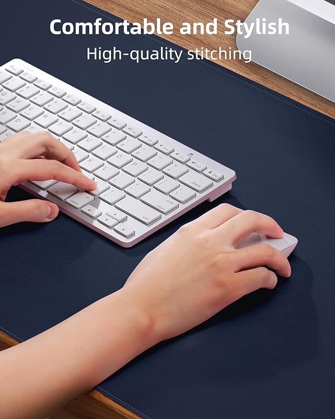 AFIING Desk Pad Protector 23.6" x 13.7" - Non-Slip Waterproof PU Leather Desk Mat for Mouse, Keyboard, Laptop, Office and Home Workspace (Midnight Blue)