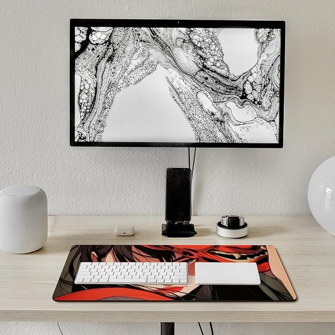 Large Mouse Pad Gaming Japanese Female Samurai Anime Girl Cool Big Computer Desk Mat Desk Pad for Keyboard and Mouse Mat Non-Slip Base 40X75cm, Style