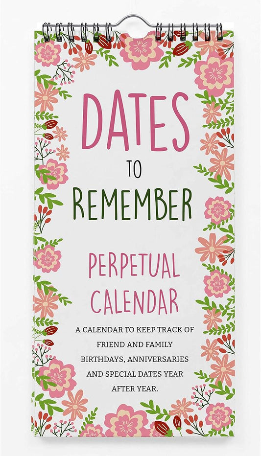 Floral Perpetual Calendar Birthday Wall Hanging Anniversary Special Events Reminder Calendar Book Journal Stationary Wall Hanging Birthday Gift Cards Planner Organizer