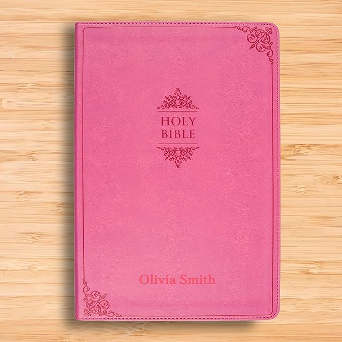 Personalized NIV Holy Bible Custom Engraved | Includes Name on Lower Right Corner of Faux Leather Cover | Custom Gift for Christian & Religious Celebrations (Pink | Medium Print, NIV)