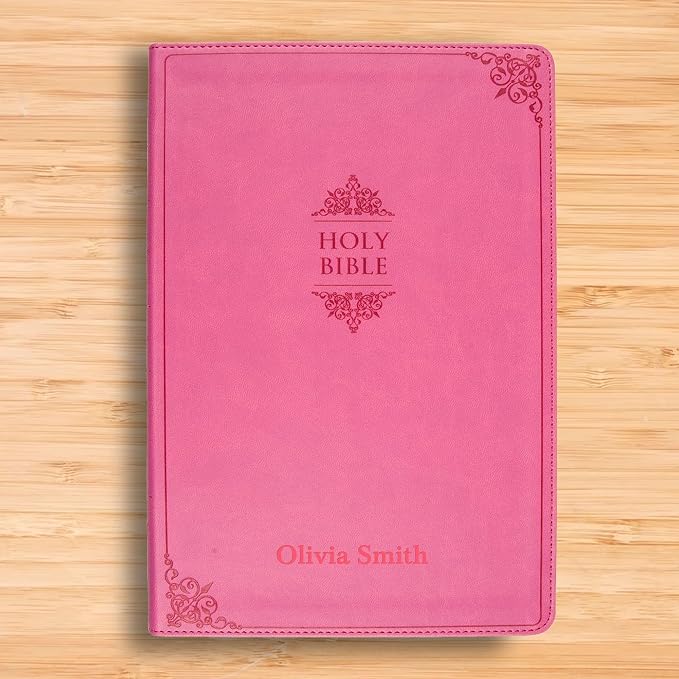 Personalized NIV Holy Bible Custom Engraved | Includes Name on Lower Right Corner of Faux Leather Cover | Custom Gift for Christian & Religious Celebrations (Pink | Medium Print, NIV)