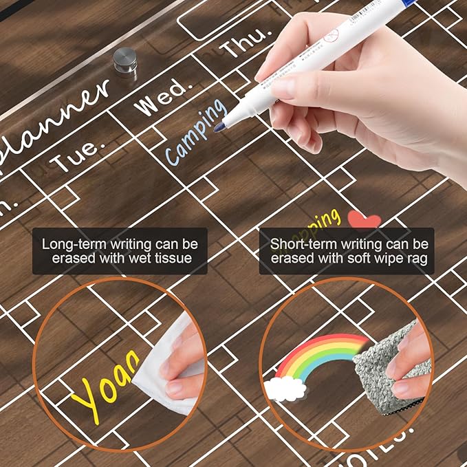 Magnetic Acrylic Calendar for Fridge,1 Pack 11"x15" Clear Fridge Calendar Dry Erase Magnetic Planning Boards Set(Monthly Planner_1)