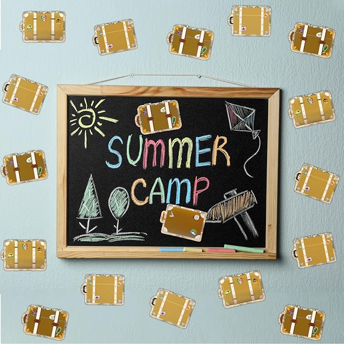 Junkin 60 Pieces Travel the Map Luggage Mini Accents Cutouts World Travel Bulletin Board Decorations for School Office Home Nursery Teacher Party Classroom Decor