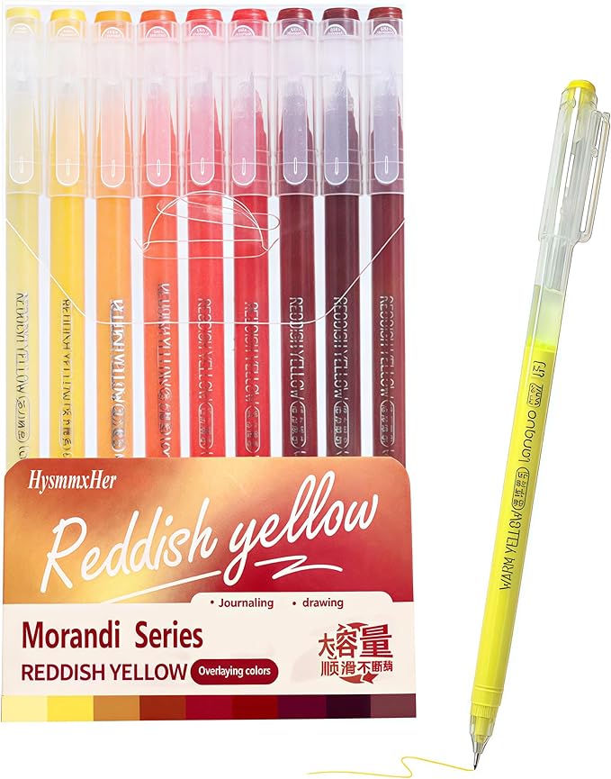 9 Colored Gel Pens Set, 0.6mm Fine Point for Black Paper & White Paper, Pens for Journaling, Adult Coloring Books, Bible, Drawing, Note Taking, Art & Journaling Supplies (Vibrant Warm Colors)