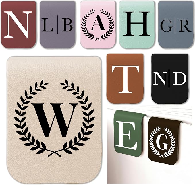 Personalized Magnetic Leather Bookmark, Custom Initial Bookmark, Monogram Bookmark for Book Lovers, Teacher Gift, Reader Gift, Name Bookmark