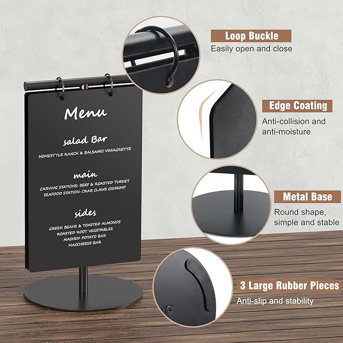 SELEAD Small Chalkboard Words Sign - 8x12 Inch Tabletop Decorative Chalk Board with Metal Stand, Rectangle Double-Sided Message Menu Board for Food, Store, Business, Wedding