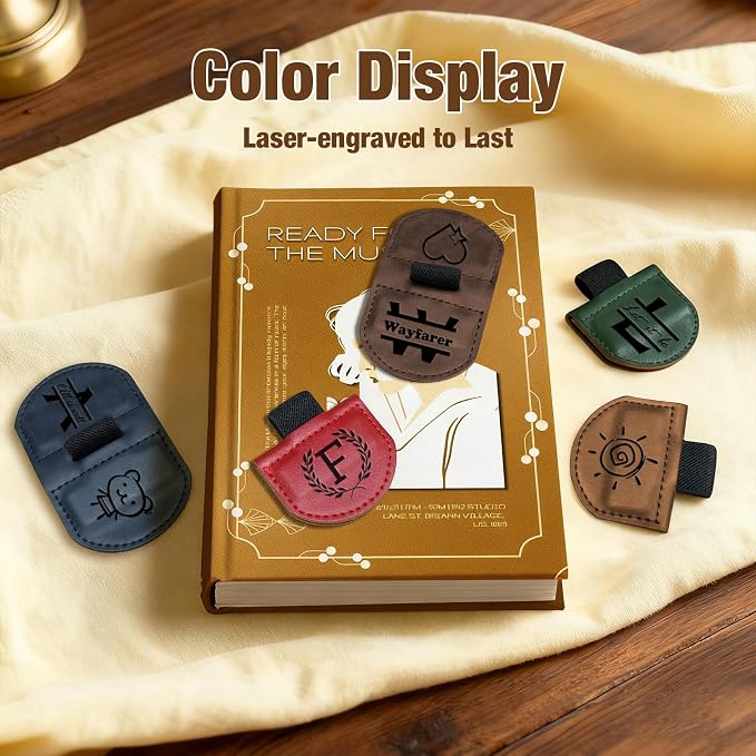 Personalized Magnetic Leather Pen Holder Bookmark – Custom Engraved Initial Letter Bookmarks Clip, Customized Gifts for Book Lovers Readers Women (Pen Holder Bookmark)