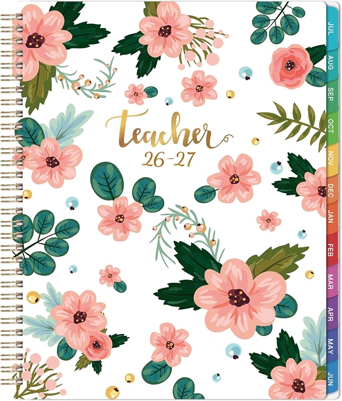 Teacher Planner 2026-2027 - Teacher Lesson Planner 2026-2027, Weekly & Monthly Lesson Planner, July 2026 - June 2027, 11"x 8.5", Colorful Monthly Tabs, Twin-Wire Binding, Holidays, Pocket