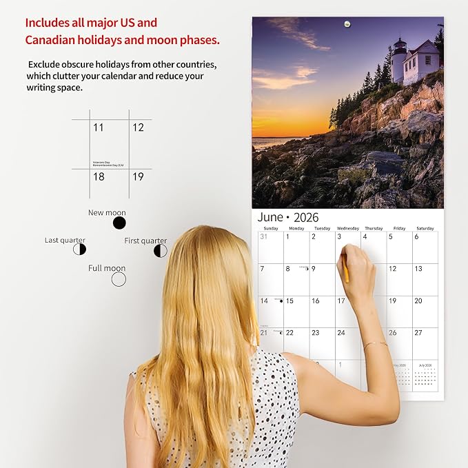 2026 Wall Calendar,14 Monthly Wall Calendar America's National Parks Nov. 2025 - Dec. 2026, 12" x 18.2" Opened,Full Page Months Thick & Sturdy Paper for Gift Perfect Calendar Organizing
