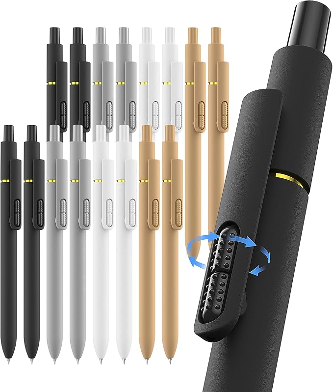 inkipen- 16 Pack Pens, Gel pens Black Ink, Fine Point(0.5mm),Quick-Drying Smooth Writing,School and Office Supplies （black, white）
