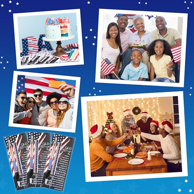 Sayglossy 20 Sets/60 Pcs 4th of July Party Favors 250th Anniversary Flag Ballpoint Pens Silicone Wristband Bookmarks Patriotic Souvenir for 1776-2026 Commemorative Memorial Veteran Independence