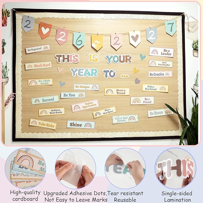 Boho Classroom Bulletin Board Decorations, This is Your Year to Bulletin Board Sets, Growth Mindset Positive Affirmations Wall Decor for Teacher Welcome Back to School Classroom Door Wall Decors
