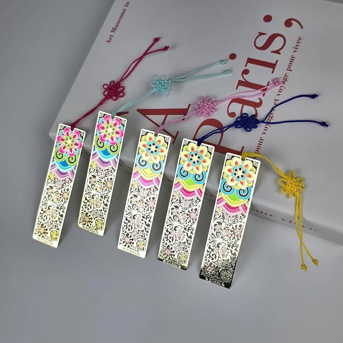 Korean Bookmark 5 Pack with Tassels, Traditional Design Page Holder, Cute Bookmarks for Women, Book Stuff, Reading Accessories for Book Lovers, Bible Bookmarks, Unique Korean Gifts