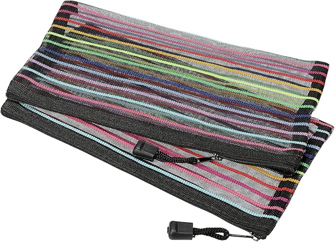 MECCANIXITY Mesh Zipper Pouches, B6 Colorful Pencil Case Document File Bags Storage Organizer for Office Supply Travel Accessory, Black Pack of 6