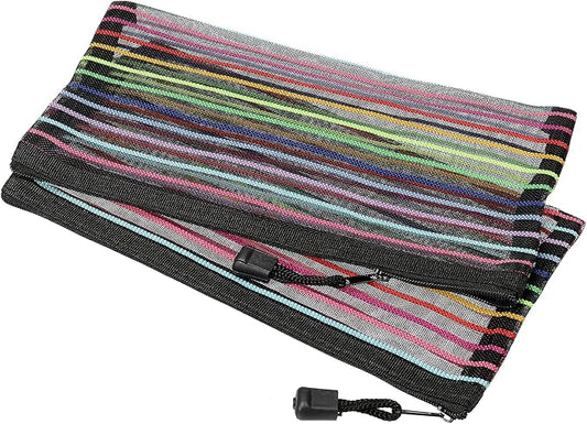 MECCANIXITY Mesh Zipper Pouches, B6 Colorful Pencil Case Document File Bags Storage Organizer for Office Supply Travel Accessory, Black Pack of 6