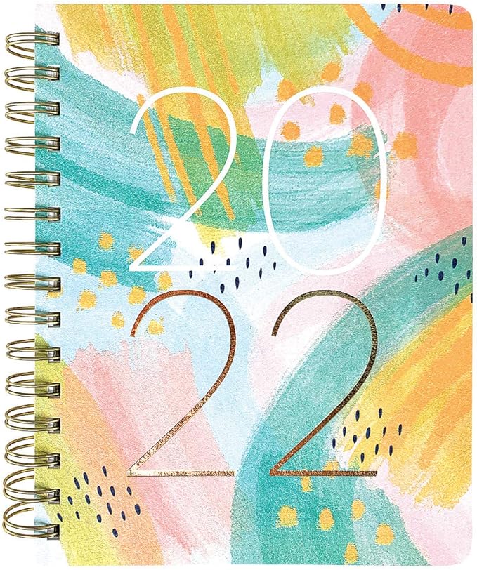 Graphique Designer Planners - 18-Month Dated Calendar - Painted Strokes Mini Personal Planner - Monthly & Weekly Agenda, Notes, & Stickers - For School, Work, or Home - Jul 2021-Dec 2022 (6" x 8")