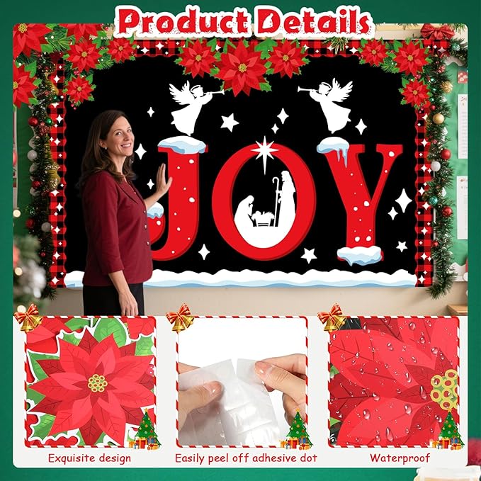 Funrous 45 Pcs Christmas Nativity Bulletin Board Decorations Set Xmas Christian Bulletin Board Advent Jesus Birth Cutouts with Borders for Christmas Religious Sunday School Classroom Church Wall Decor