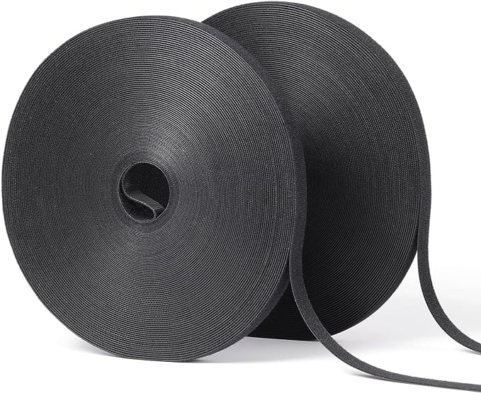 1/2in x 200ft Hook and Loop Roll | Double-Sided Strips, Self-Gripping Straps | Reusable Multi-Purpose Wrap Fasteners for Home, Office, Data Center, and More (100ft x 2 Rolls)