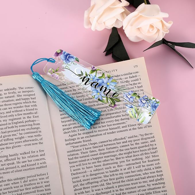 Personalized Bookmarks for Women Book Lover Birth Flower Birthday Customized Gifts for Reading Her Daughter Friends (Acrylic #7)