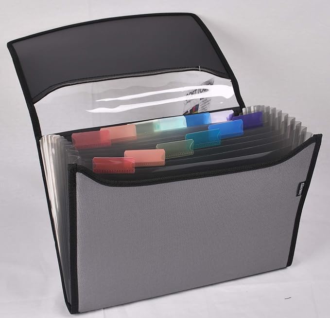 Filexec Soft Touch Padded Canvas Window Expanding File, 13 Pockets, Black (46227-8), Letter, 1 Pack