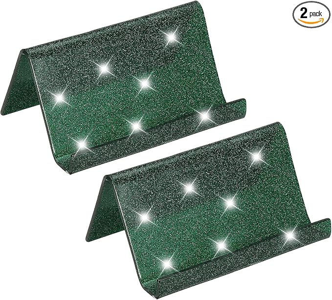 PATIKIL Business Card Holder for Desk, 2Pcs Acrylic Business Card Holders Shine Card Stand Organizer Cards Display for Office Exhibition, Green