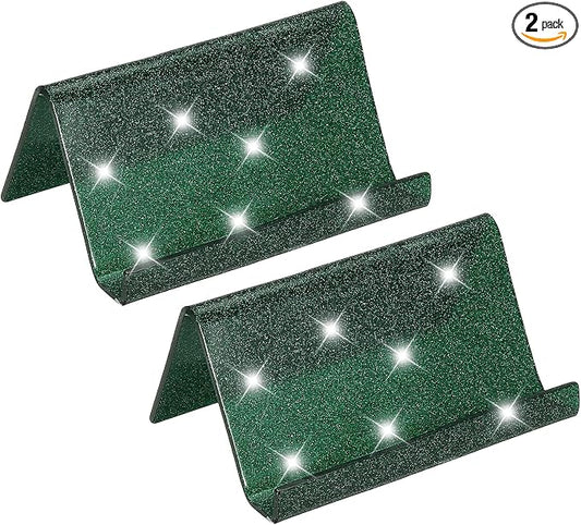 PATIKIL Business Card Holder for Desk, 2Pcs Acrylic Business Card Holders Shine Card Stand Organizer Cards Display for Office Exhibition, Green