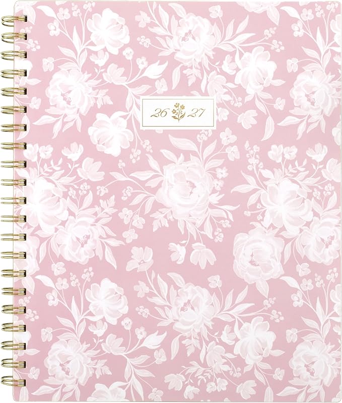Cambridge Planner 2026-2027 Weekly & Monthly Academic 12-Month July-June, 8-1/2" x 11", Cherrywood Lane, Peony Lace (CL18-905A)