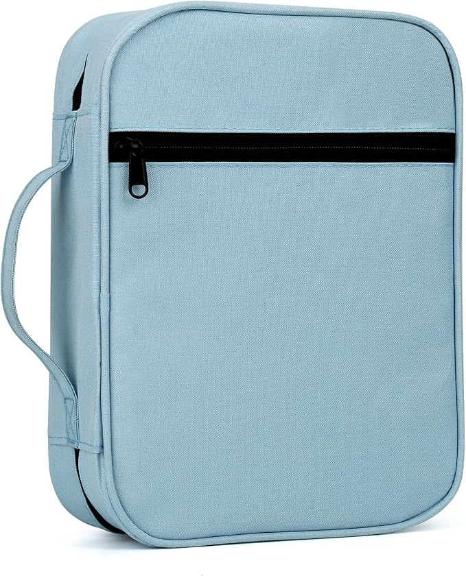 GERMUN Bible Cover with Durable Handle, Carrying Book Case Church Bag Bible, Protective with Zippered Pocket, Bible Study Accessories Supplies, Book Protector for Book Lovers, BlueBlack