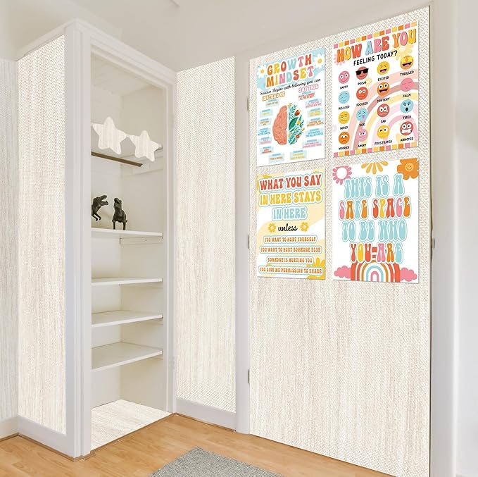 Inkspire Shiplap Bulletin Board Paper Roll,14.8FTx47IN Large Reusable Waterproof Erasable Classroom Wall Background Backdrop Paper,Fade-Resistant Fabric Wrapping School Decors Teacher Supplies