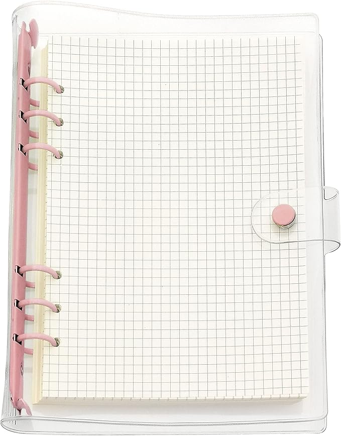 A6 A5 6-Holes Colorful PVC Cover Personal Organizer with Snap Button Closure File Folder for Loose Leaf Sheet Protectors Notebook Refill (Sugar Coral, A5 mini Set)