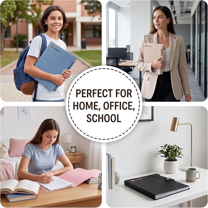 OfficeOne 8-Pocket Expanding File Folder, A4 Letter Size Accordion Document Organizer with Snap Closure, Labeled Tabs & Customizable Color-Coding Stickers, Home Office School (Jet Black)