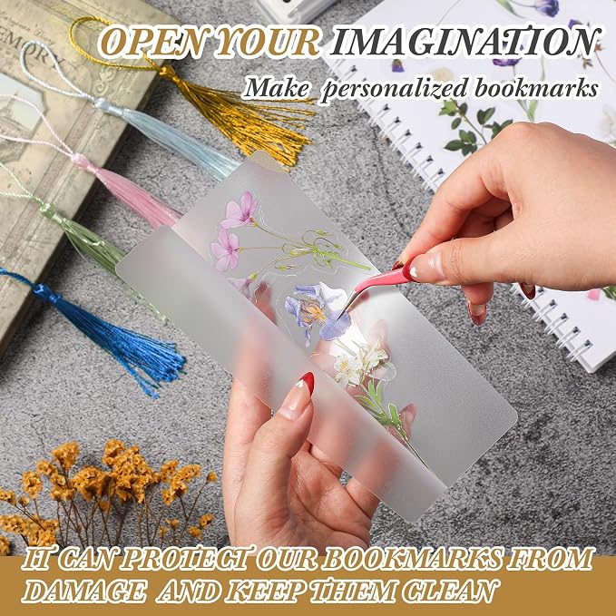 Fuyoooo 301 Pcs DIY Bookmark Making Kit 150 Bookmark Laminating Pouches 5 Mil Hot Laminator Sleeves with 150 Tassels and Puncher Fit Most Pouch Laminating Machines(Light Color,2.36 x 6.3 Inches)