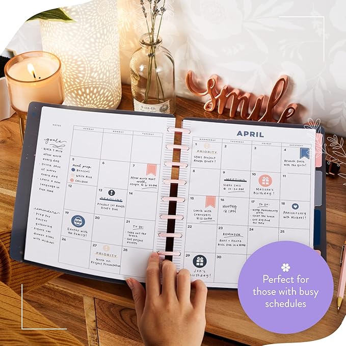 Happy Planner Plans + Notes 12-Month Undated Monthly Planner and Notebook Combined, Classic Size, 7 Inches by 9 1/4 Inches, Big Ideas